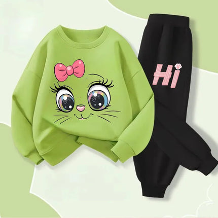 Long Sleeved Hoodies Sets for Girls Spring New Style Pullover Long Pant Two Piece Suit Children's Casual Outfits Kids Tracksuit