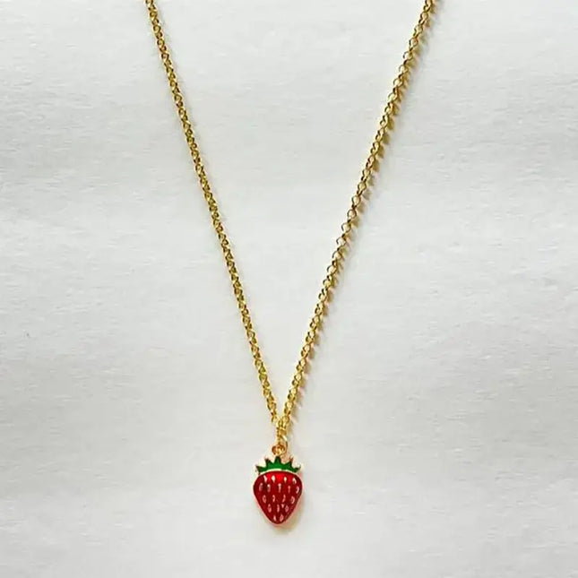 strawberry jewelry necklace earrings set y2k indie jewelry