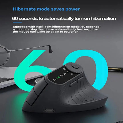 Multi-Device Vertical Ergonomic Mouse With Function Adjustment Kno Rechargeable 2.4G Bluetooth Wireless Mouse for PC Tablet