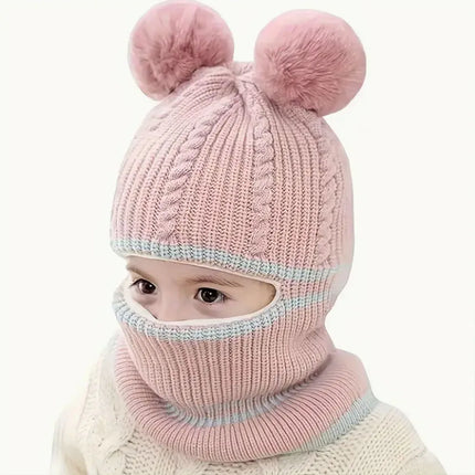 Winter Knit Cap, Scarf And Mask Cap, Earmuffs Windproof Ear Protection, Hot Lining, Suitable for Boys And Girls