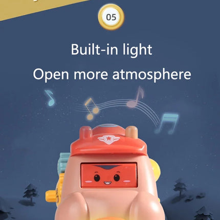 Kid Pull Along Toy Walking Trolley Musical Light Up Car Toy Crawling To Walking Learning Toys Cartoon Polyhedral Trolley Car Toy