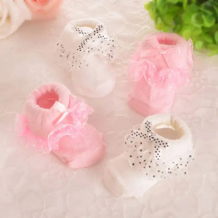 Baby Socks Newborn Infant Girl Lace Bow Socks Toddler Baby Girls Anti Slip Cotton Spring Autumn Short Sock For 0-6 Months