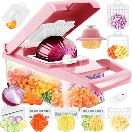 13 in 1 Multi-Functional Vegetable Chopper Onion Chopper Food Chopper Kitchen Mandoline Slicer Veggie Dicer Cutter