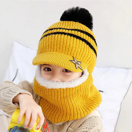 Kids Knitted Scarf And Hat Set Luxury Winter Warm Soft Crochet Hats And Scarves Beanie Caps For Boys Girls 2-8 Years