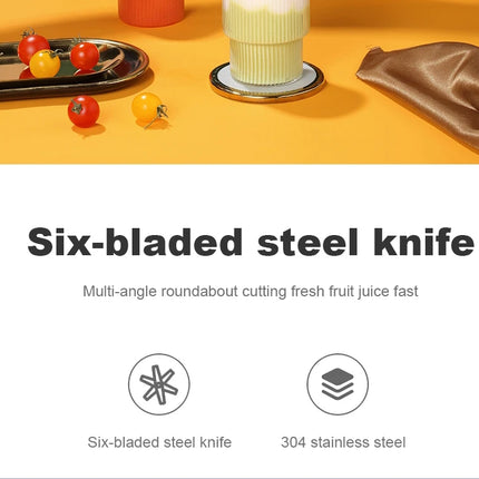 Portable Juicer Cup Smoothie Blender 6 Blade Blender Bottle  Household Fruit Juicer Cup USB Rechargeable Juicer Kitchen Tool