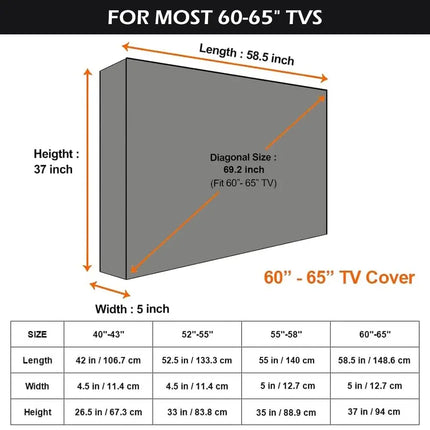 Outdoor TV Cover 22-65 Inch,210D Weatherproof TV Screen Protectors with Waterproof Zipper & Storage Pocket,Velcro,Universal