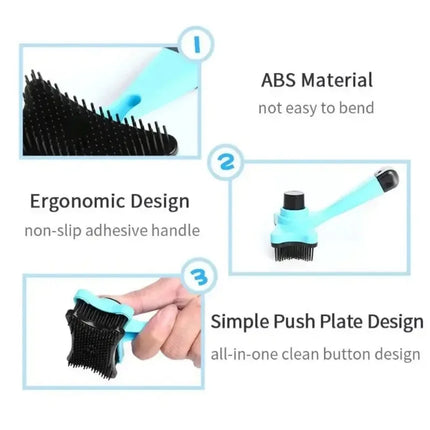 Pet Hair Removal Brush Gentle on Skin Static Free for Cats Dogs One Click Button Massage Comb Removes Loose Fur Static-free Bris