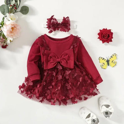 Baby Dresses for Girls Spring Autumn Girl Dress Child Baby Sweet Princess Dress Infant Fashion Girl Mesh Butterfly Newborn Dress