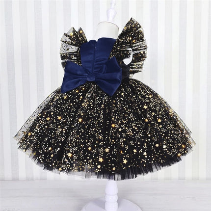 Baby Girl Halloween Costume Toddler Girl Black Beaded Evening Party Dress 12M Girls Princess Tutu Gown Infant Birthday Outfits