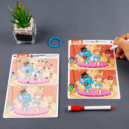 Kid's Find Difference Drawing Circle Game Learning Educational Children Training Concentration Activities Toys for Birthday Gift