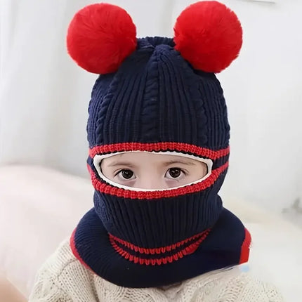 Winter Knit Cap, Scarf And Mask Cap, Earmuffs Windproof Ear Protection, Hot Lining, Suitable for Boys And Girls