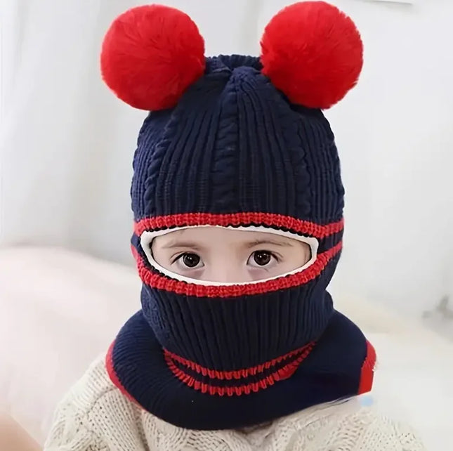 Winter Knit Cap, Scarf And Mask Cap, Earmuffs Windproof Ear Protection, Hot Lining, Suitable for Boys And Girls