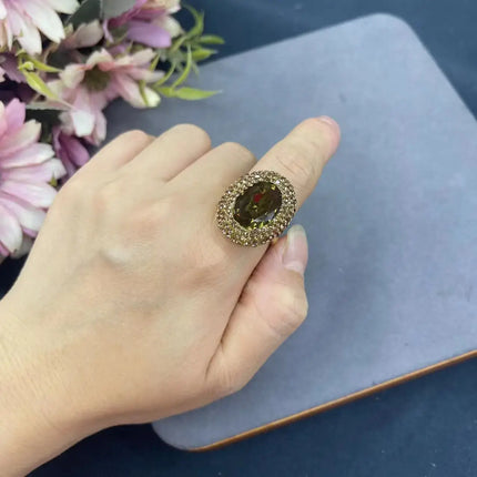 one set jewelry women's baroque and oval zircon brown RING/bracelet/pendant necklace earrings