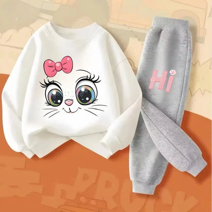 Long Sleeved Hoodies Sets for Girls Spring New Style Pullover Long Pant Two Piece Suit Children's Casual Outfits Kids Tracksuit