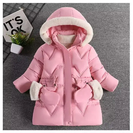 Autumn Winter Girls Jacket Keep Warm Fashion Hooded Outerwear Birthday Christmas Princess Coats 3 4 5 6 7 8 Years Kids Clothes