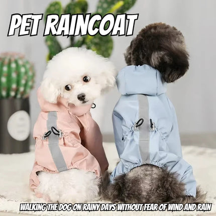 Pet dog clothing, rainproof, breathable and reflective clothes, dog four-legged raincoat, cat and dog supplies french bulldog