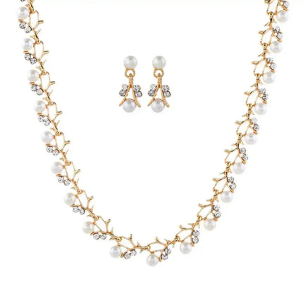 Necklace Earrings Gift Elegant Rhinestone Faux Pearl Bracelet Bridal Jewelry Gift