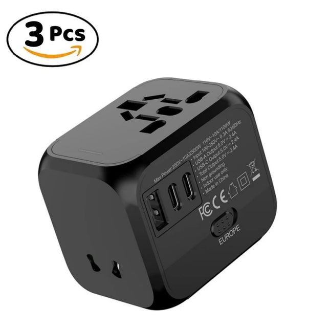 Universal Travel Adapter, Multi Plug 220v to 5v Outlet usb Type c Socket Multicontacto con usb y Corriente Charger For EU/UK/USA