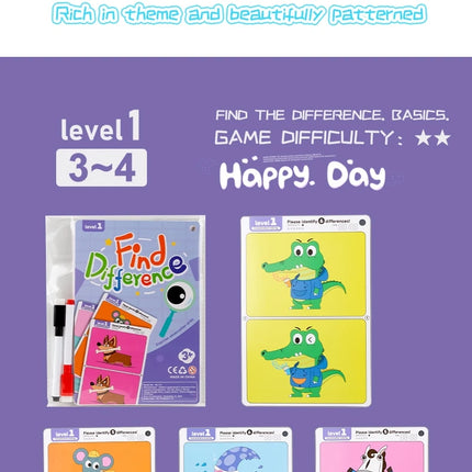 Kid's Find Difference Drawing Circle Game Learning Educational Children Training Concentration Activities Toys for Birthday Gift