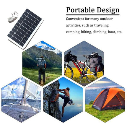 2W 5V Solar Charger Panel Portable Outdoor Solar Power Bank for Phones Waterproof Sunlight Charging USB Output for Camping