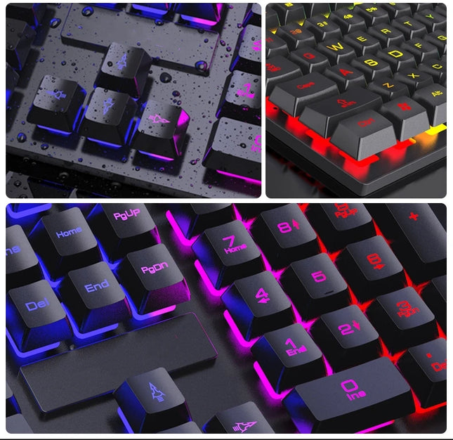 104 key Backlit Computer Keyboard Waterproof Gaming Keyboard Backlit Ergonomics Colorful Mechanical Feel Keyboard And Mouse Set