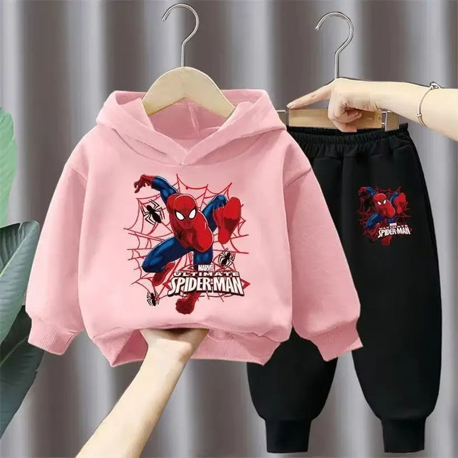 Marvel Spring Autumn Children's Clothing Sets Spiderman Boys Sweatshirt+Sweatpant 2pcs Kids Hooded Sport Pullover Set Tracksuit