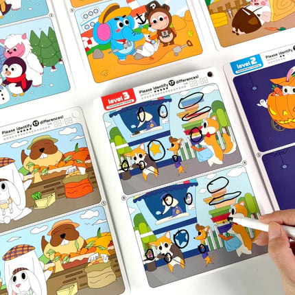 Kid's Find Difference Drawing Circle Game Learning Educational Children Training Concentration Activities Toys for Birthday Gift