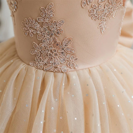 Baby Girls Dresses for 1st Birthday Party Backless Embroidery Elegant Big Bow Wedding Tutu Gown Girls Pink Formal Gala Costume