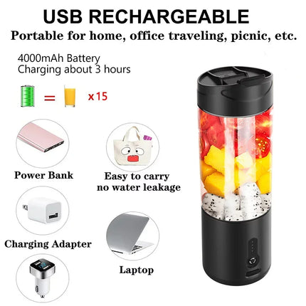 Portable Blender 6 Baldes Powerful Personal juicer For Shakes Smoothies Usb Rechargeable Portable Cup Fruit Fresh Juice Mixer