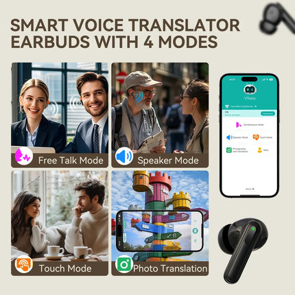V20 Wireless Translator Earbuds 150-Language Two-way Real-time Translation Instant Voice Translator for Travel Business Learning