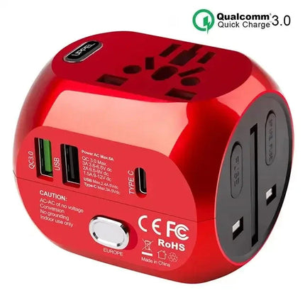 UPPEL Universal Travel Adapter US/UK/AU/EU Multiple Plug Converter Fast QC3.0 Type C USB Charger 3 Ports European Power Adapter