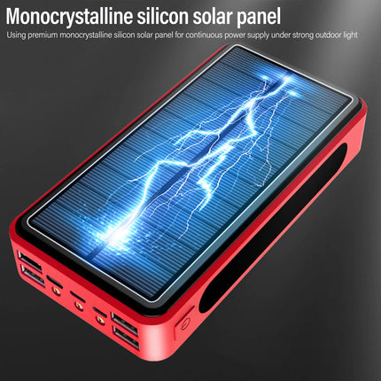 Solar Power Bank 50000mAh Aluminum Alloy USB Portable Charger Battery Pack with LED Light for Outdoor Camping Emergency