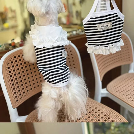 Pet Summer Clothes Pet Couple Striped Shirt Pet Tank Top Dog Cat Universal Knitted Teddy Shirt Puppy Clothing Dog Cooling Vest