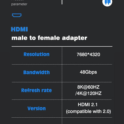 UGOURD HDMI2.1 Cable Adapter mini micro hdmi to HDMI 2.1 Converter 48Gpbs 8K60HZ 4K120HZ for HDTV Projector PS4 PS5 Laptop PC