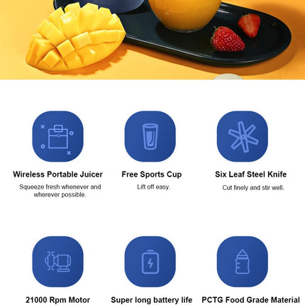 Portable Juicer Cup Smoothie Blender 6 Blade Blender Bottle  Household Fruit Juicer Cup USB Rechargeable Juicer Kitchen Tool