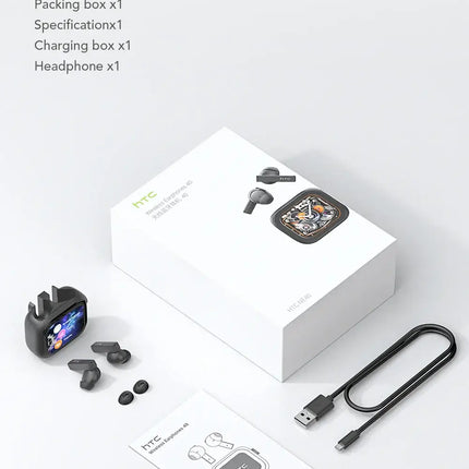 [Ultra HD Screen] HTC NE40 Earphones Bluetooth V6 TWS Sports Wireless Headphones AI Translator Earbud In-Ear Noise Reduction Mic