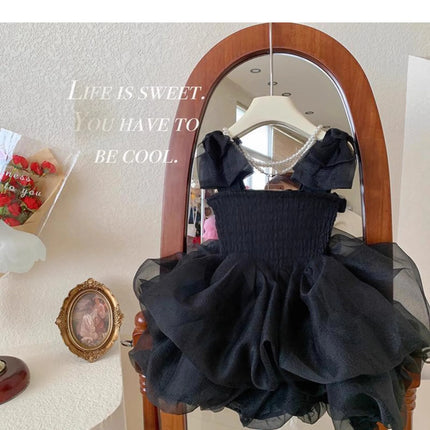 Baby Girl Black Tutu Dress Long Sleeve Autumn Child Princess Dresses 1-8Y Children Clothes One Piece Puffy Vestidos Elegant