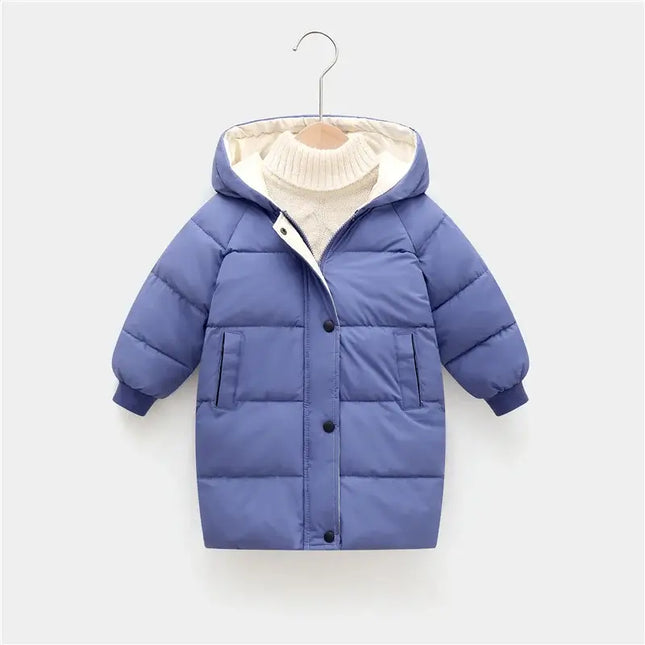 Kids Down Long Outerwear Winter Autumn Teen Cotton Clothes Boys Girls Cotton-Padded Parka Coats Big Children Thicken Warm Jacket