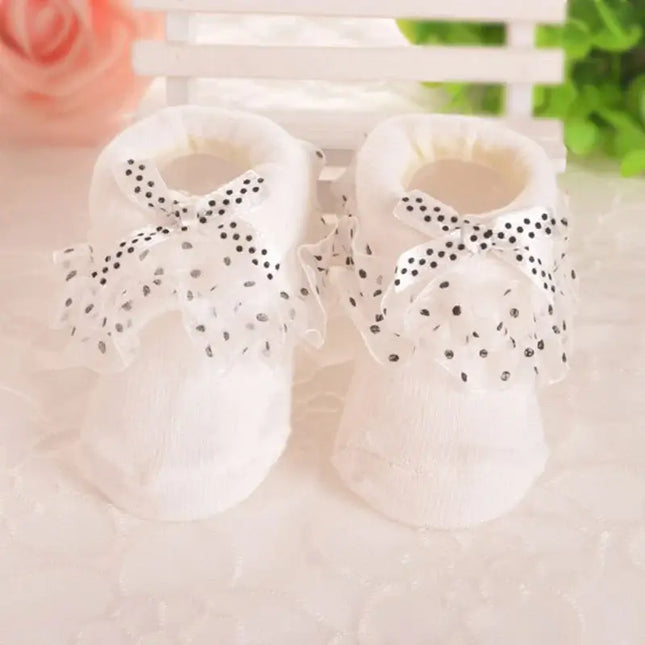 Baby Socks Newborn Infant Girl Lace Bow Socks Toddler Baby Girls Anti Slip Cotton Spring Autumn Short Sock For 0-6 Months