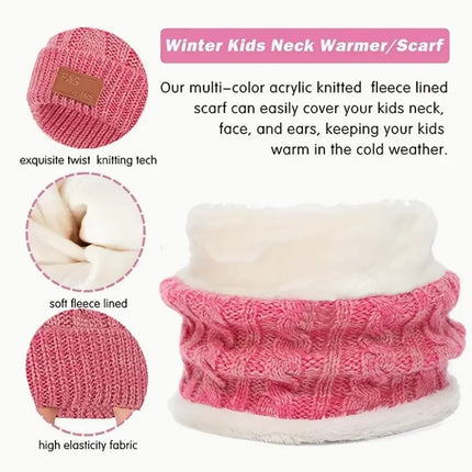 3pcs/set Winter Children's Warm Plus Velvet Scarf Baby Knitted Hat Hat Gloves For 2-8 Y Best for Christmas Thanksgiving