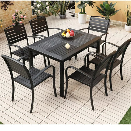 Outdoor Dining Table Leisure 120cm Courtyard Wood-plastic Garden Tables Villa Long Table Modern Furniture
