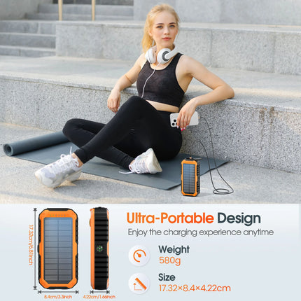 40000mAh Solar Power Bank with Hand Crank Portable 22.5W Fast Charger Built-in Cable External Battery for Phones Camping Outdoor