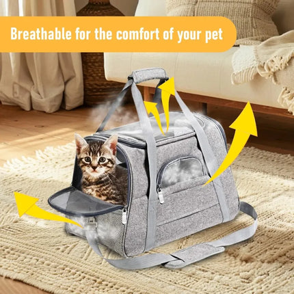Collapsible Breathable Pet Carrier – Soft-Sided for Cats & Dogs | Crossbody Design with Large Opening | Ideal for Trave