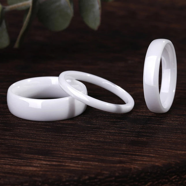 Kolmnsta 2mm 4mm 6mm White Ceramic Ring Men Woman Rings Anti-Allergy Polished Design Anillos Gentle Wedding Engagement Band
