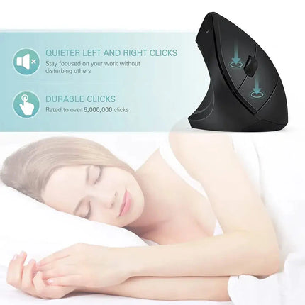 Wireless Mouse Vertical USB 2.4GHz Ergonomic 800/1200/1600 DPI 6 Mute Buttons For MacBook Tablet Laptops PC Computer Accessories