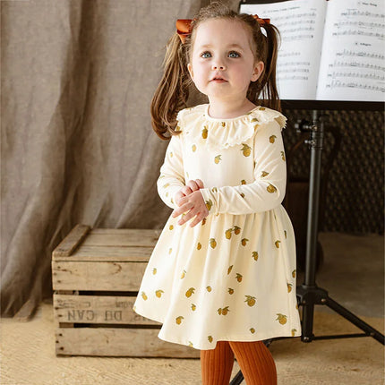 Fashion Baby Girl Dresses Floral Long Sleeve Cotton Toddler Girl Dress For 1-6Yrs Baby Girl Party Dress Girls Clothes
