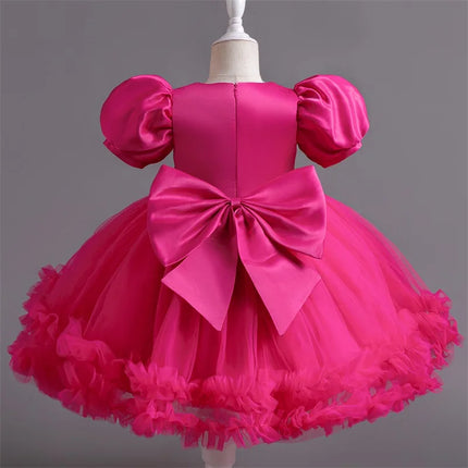 Baby Girl Fluffly Pink Princess Dress Toddler Infant Wedding Party Prom Gown Children Sequin 1st Birthday Baptism Evening Dress