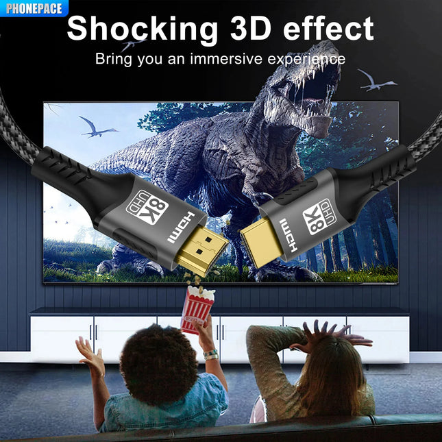 8K HDMI Cable High Speed Hdmi Cables Braided Nylon & Gold Connectors HDMI2.1 4K @ 120Hz 8K@60Hz for Laptop PS5 Xbox HDTV