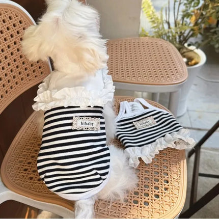 Pet Summer Clothes Pet Couple Striped Shirt Pet Tank Top Dog Cat Universal Knitted Teddy Shirt Puppy Clothing Dog Cooling Vest