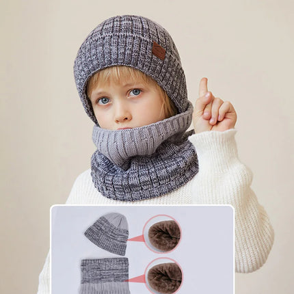 2/3Pcs Kids Winter Hat Scarf Gloves Set Warm Children Beanie Hats Neck Warmer Non Slip Gloves Child Boys Cap Kids Gift 4-10Y